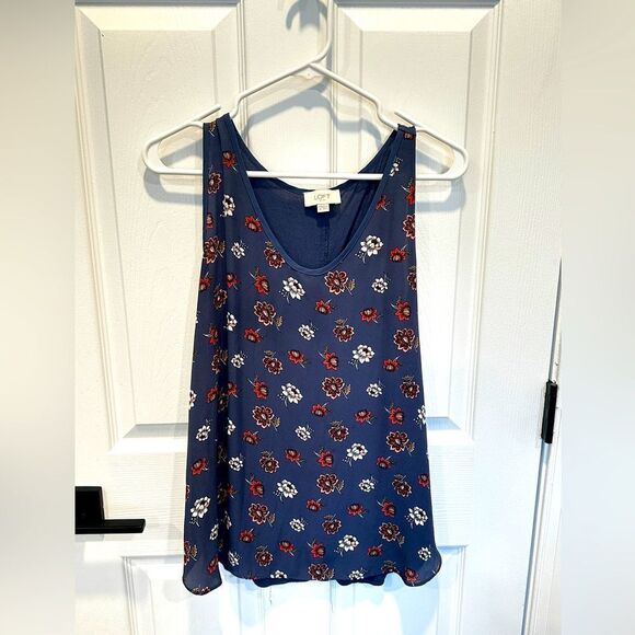 Loft Outlet Flower blue/purple tank top - Picture 1 of 8